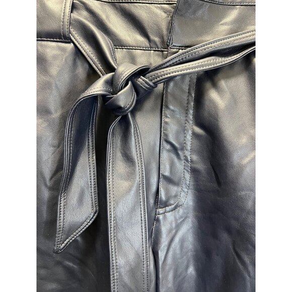 Bailey/44 Womens Faux Leather High-Waisted Belted Pants Medium Navy Blue - Picture 6 of 7